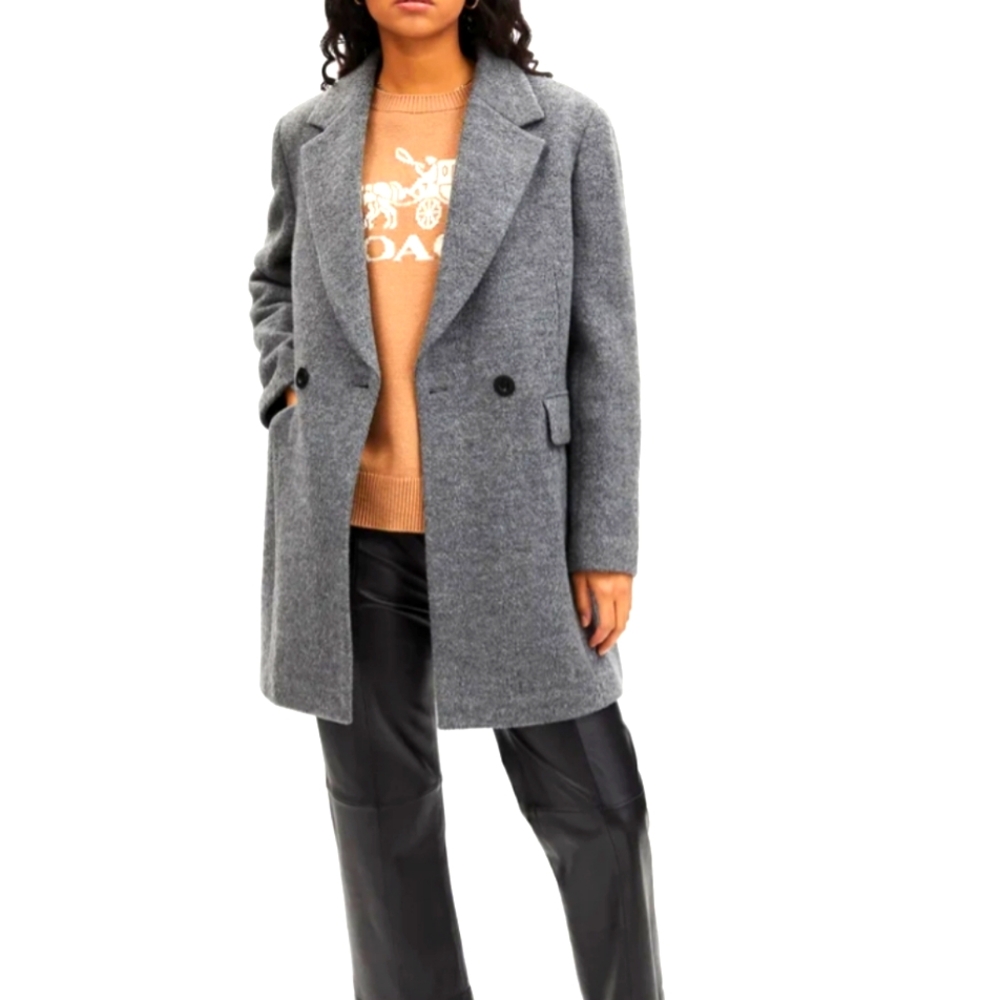 COACH Chester coat 100% wool heather grey women's size medium